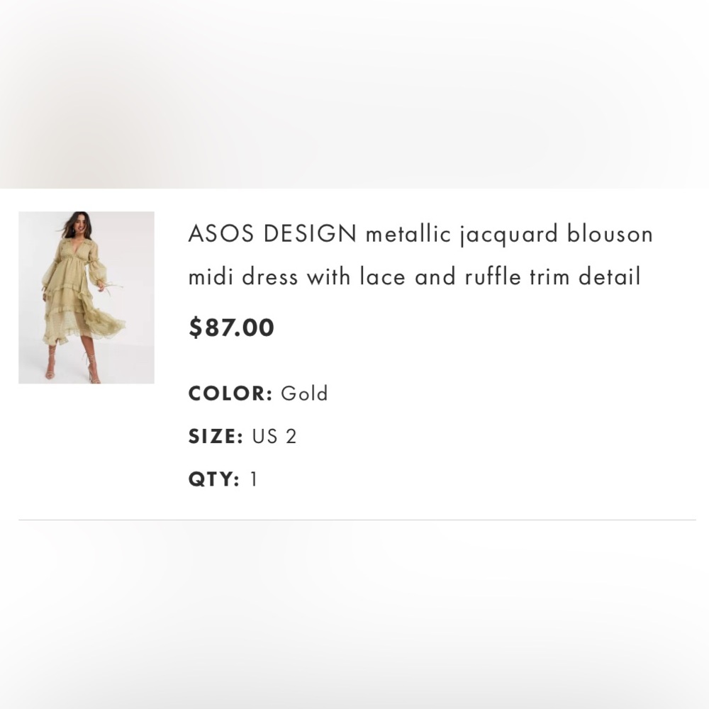 ASOS Gold Ruffled Dress - Picture 5 of 8